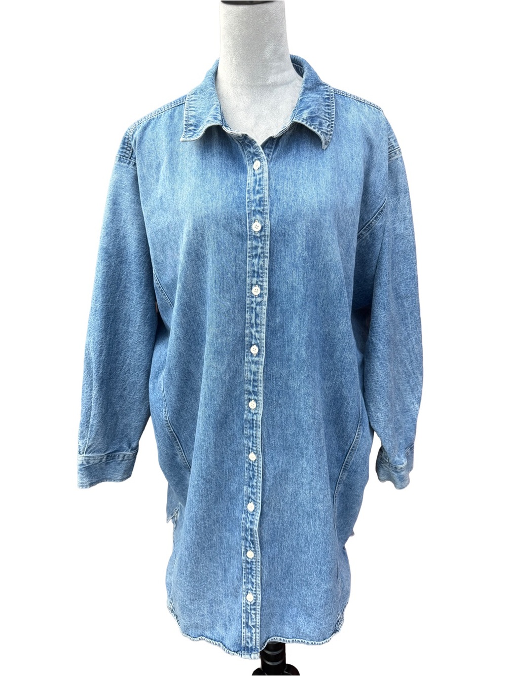 Universal Thread Denim Shirt Dress XXL Oversized Blue Jean Duster Jacket Pockets